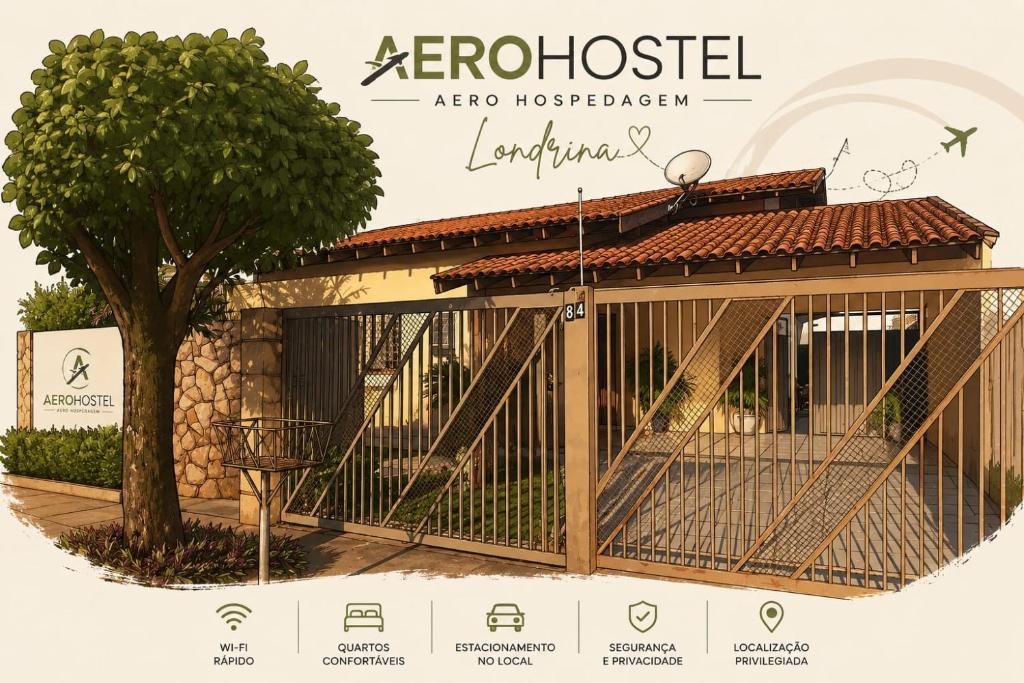 a rendering of aeco house with a bird cage at Aero Hospedagem Londrina in Londrina