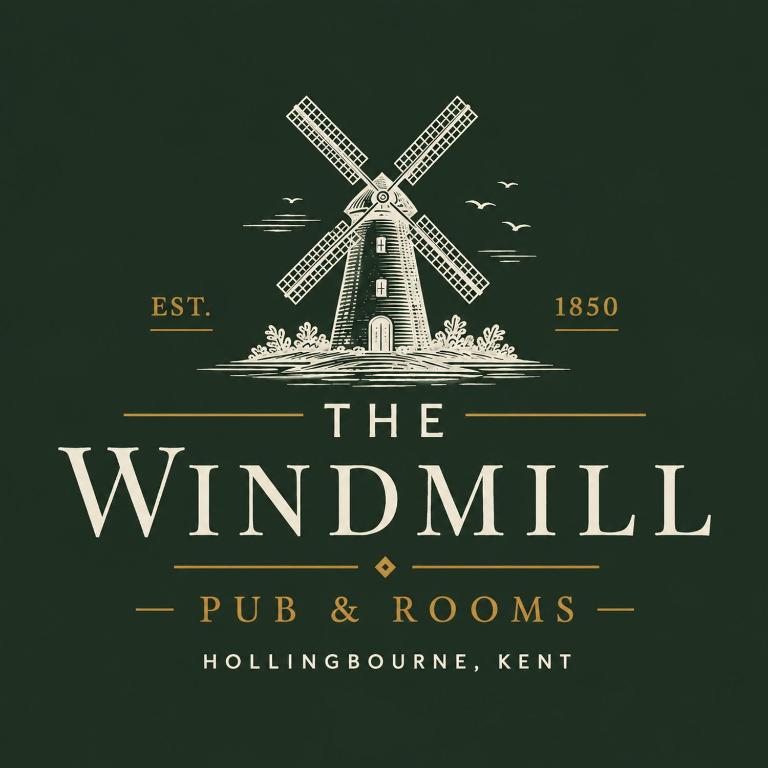 a logo for the windmill pub and rooms at The Windmill in Maidstone
