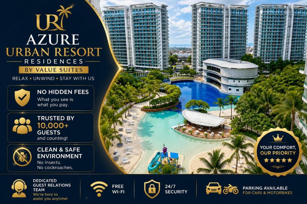 a flyer for an urban resort with a view of a resort at Azure Urban Resort Residences by Value Suites in Manila