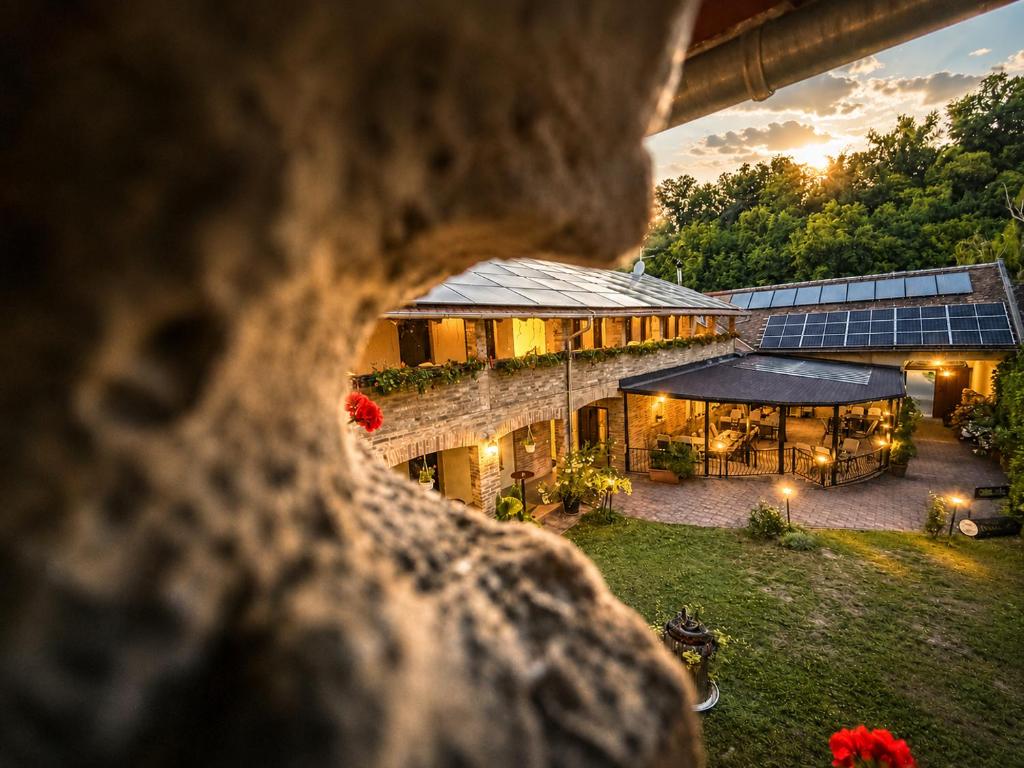 a view of a building with a garden at Rooms Villa Iva in Ilok