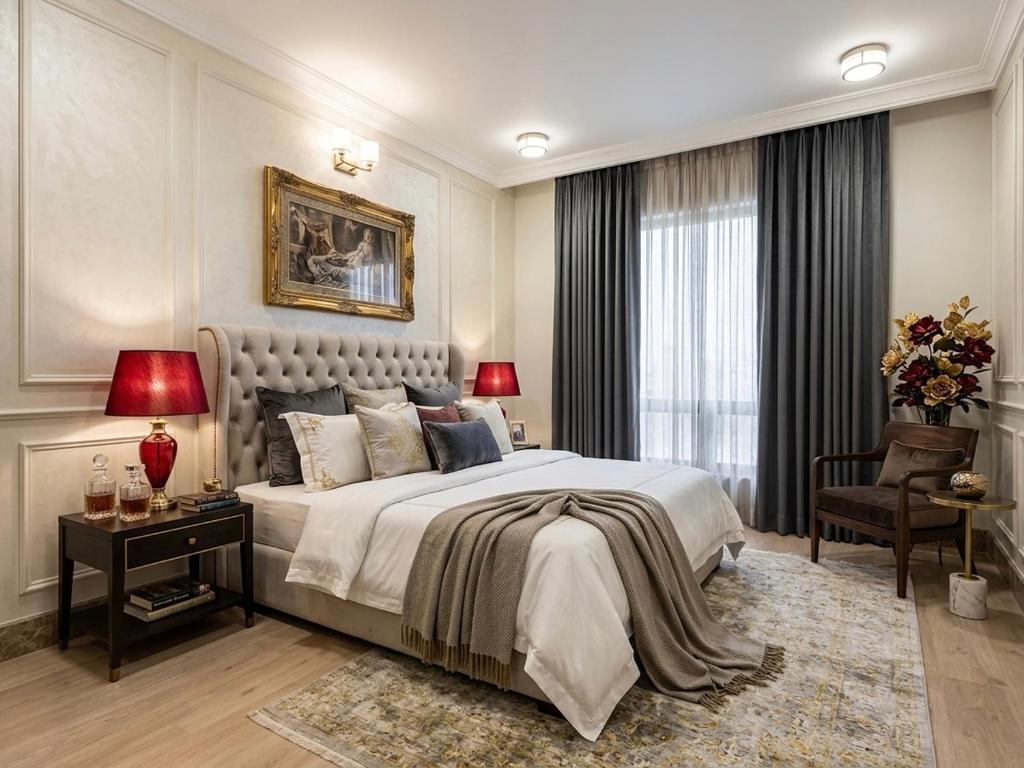a bedroom with a large bed and a window at Regency Suite Hotel in Lahore