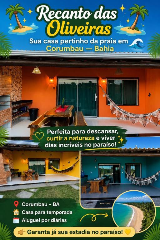 a flyer for a resort with a picture of a house at Recanto das Oliveiras in Corumbau