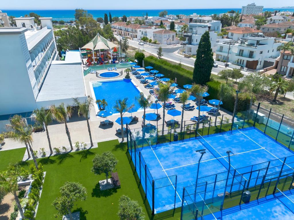 an overhead view of a pool at a resort at Sveltos Hotel in Larnaca