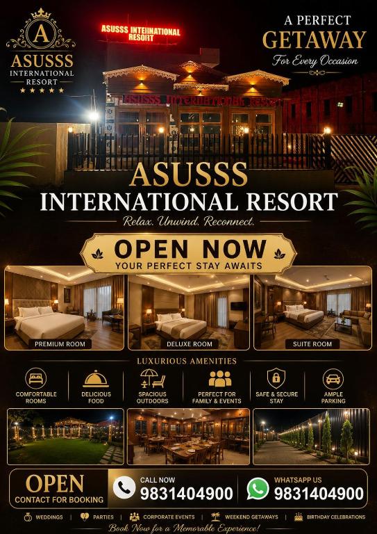 a flyer for an event at a resort at night at Asusss International in New Digha