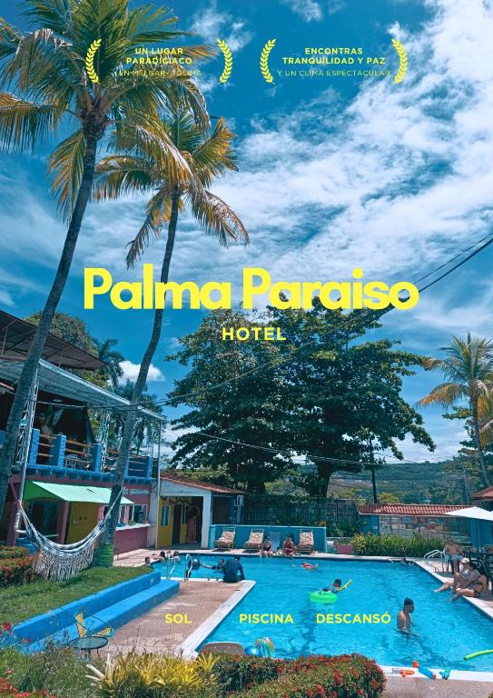 a magazine cover of a pool at a hotel at Palma Paraíso Hotel in Melgar