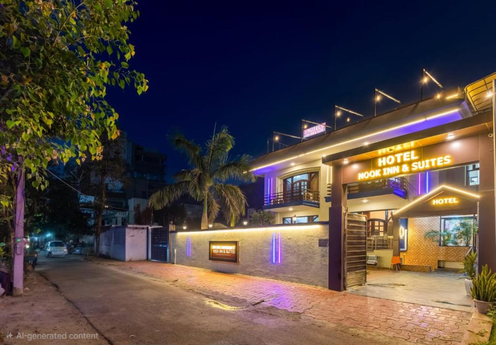 a hotel with a sign that reads hotel parking services at Nook Inn & Suites - 2 Min Walk From MG ROAD METRO in Gurgaon