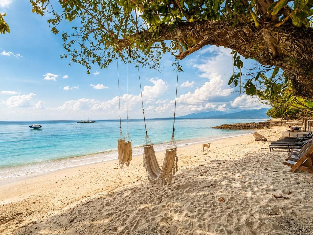 a hammock hanging from a tree on a beach at G Boutique Resort - Santander in Santander