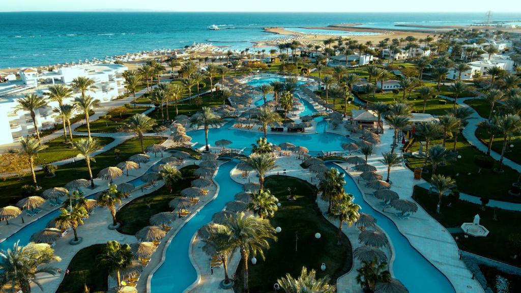 an aerial view of the pool at the resort at Hurghada Long Beach Resort in Hurghada