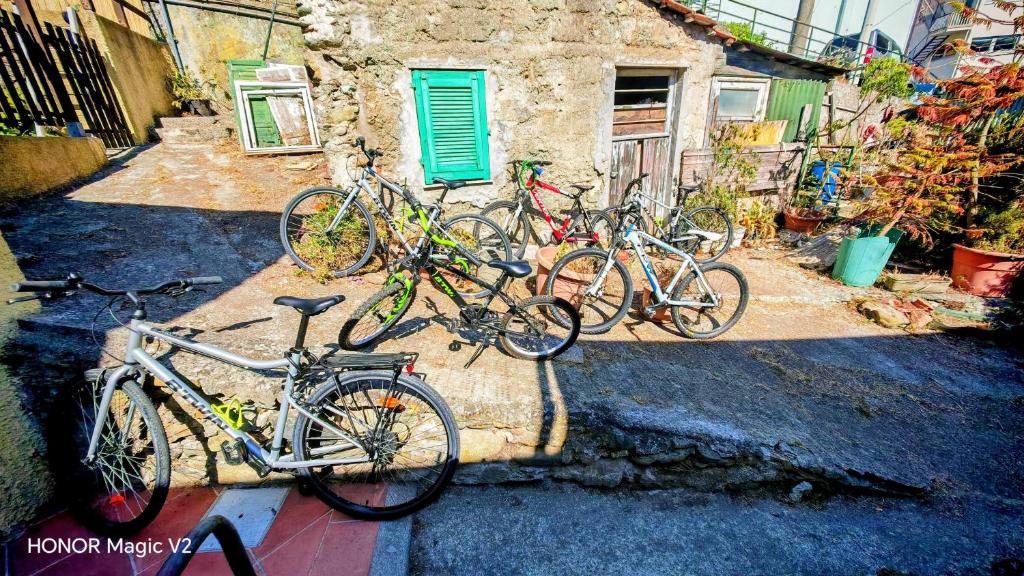 a group of bikes parked in front of a building at Varazze Mare in Varazze