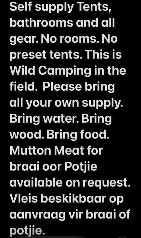 a picture of a bunch of text on a black background at Opiklip Wild Camping in Pofadder