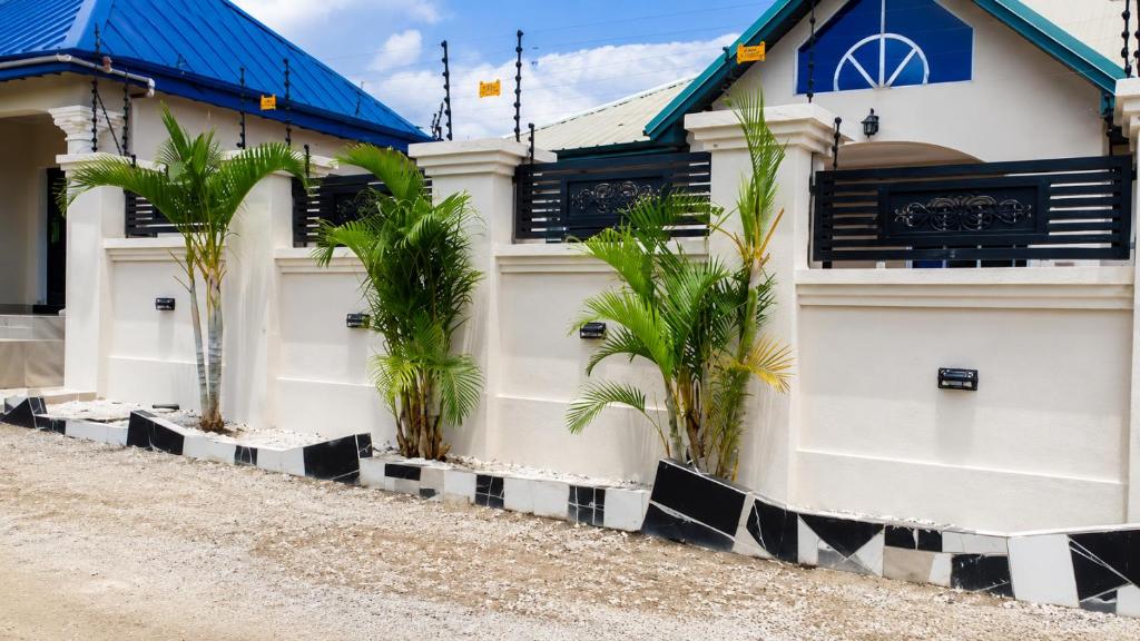 a house with palm trees in front of it at Mavis Lodge in Janman