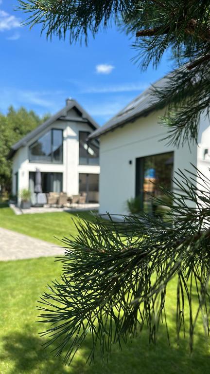 a house with a tree in front of it at SosnowoMi in Lubiatowo