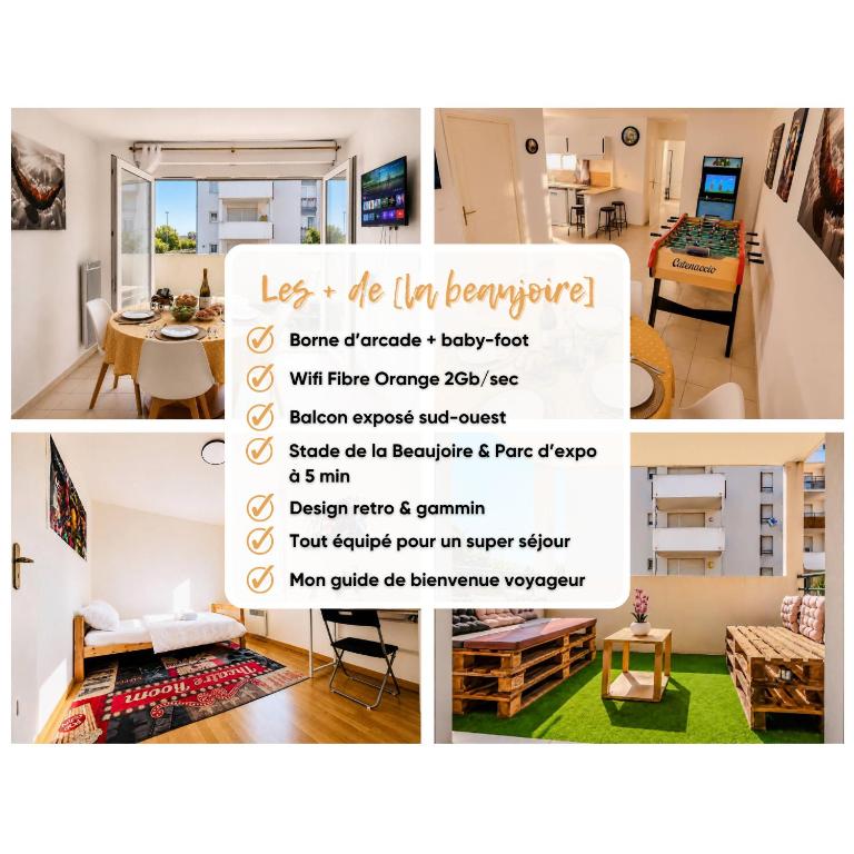 a collage of images of a living room with a flyer at La Beaujoire in Nantes