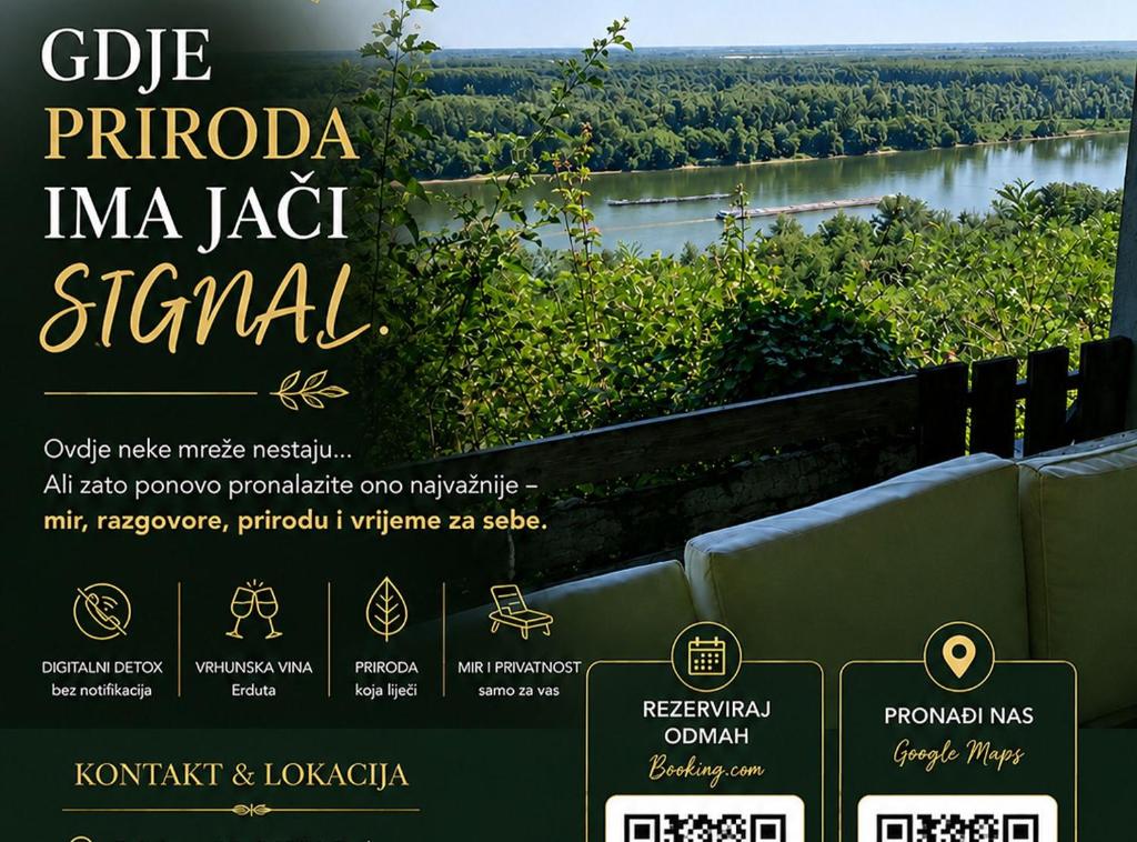 a poster for a restaurant with a view of a river at Holiday Home Nadira in Erdut