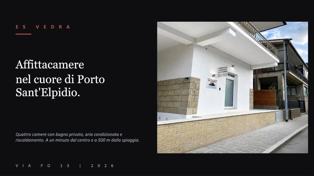 a flyer for a building with a picture of a building at Affitta camere via Po in Porto SantʼElpidio