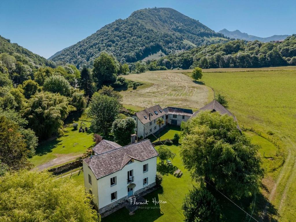 an aerial view of a house in a field at Chez Sylvain in Issor