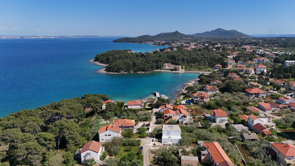 an aerial view of a small island in the water at Apartman Viola 1 in Ugljan