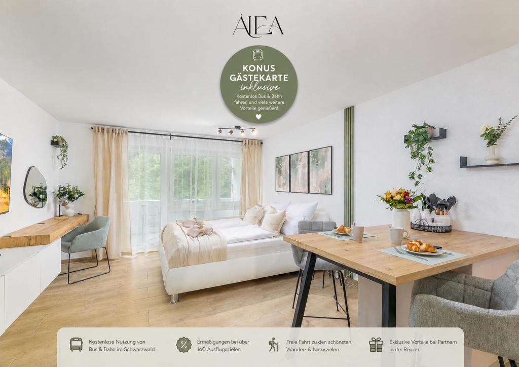 a living room with a couch and a table at ALEA-Apartment - Bad Wildbad in Bad Wildbad