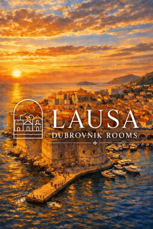 a painting of an island in the water at Lausa Dubrovnik Rooms in Dubrovnik