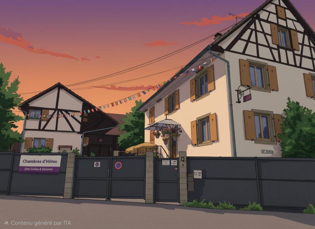 a rendering of a house with a gate at Chambres et Table d'hôtes chez Loulou & Caramel in Magstatt-le-Bas