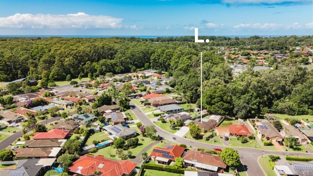 an aerial view of a residential suburb at Boater's Retreat - pet friendly, right off the M1 in Toormina