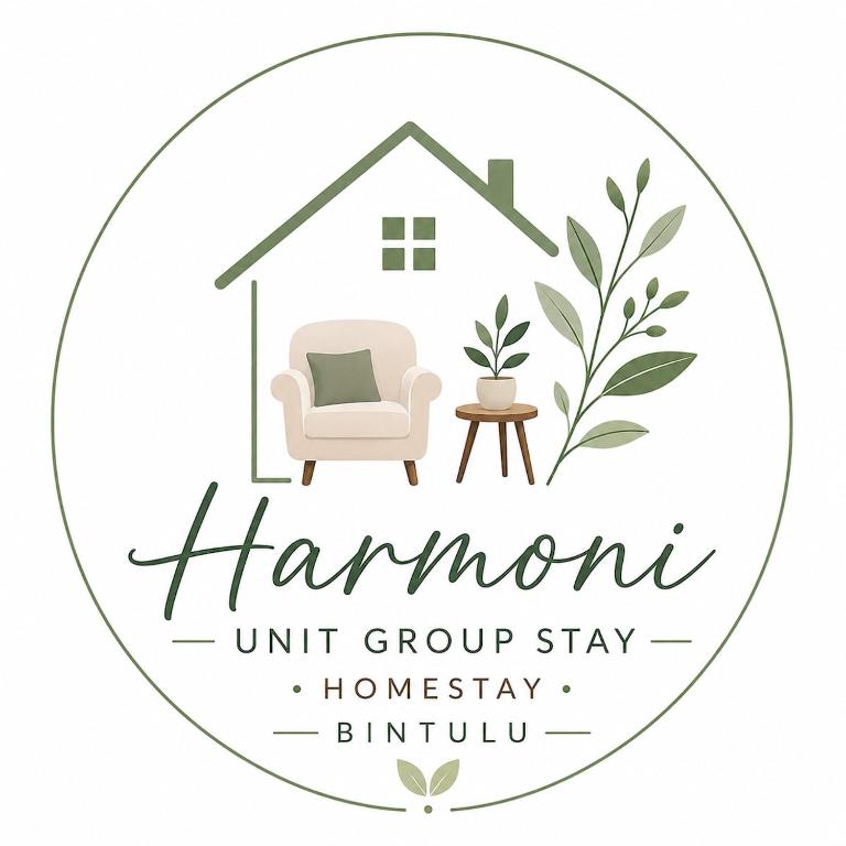 a label for a hammond unit group stayhome with a chair and a house at Harmoni Group Stay in Bintulu