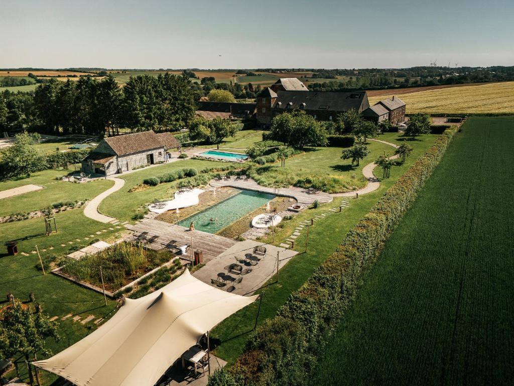 an aerial view of a estate with a swimming pool at Domaine Sur Les Sarts in Ohey