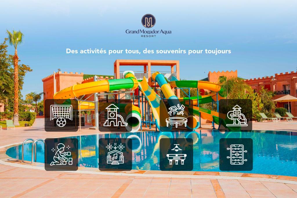 a water slide in a pool at a resort at Grand Mogador Aqua Resort in Marrakesh