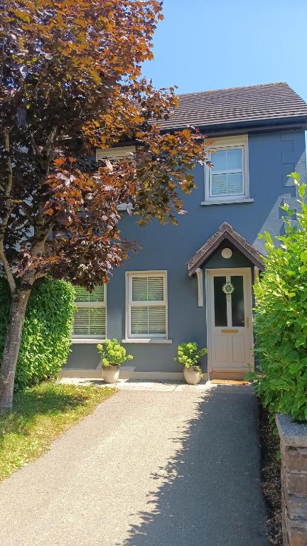 a blue house with a driveway in front of it at 56 Woodlands in Clonakilty