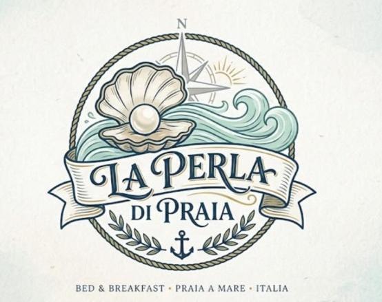 a logo for a marina with a beach and a boat at B&B La Perla di Praia in Praia a Mare
