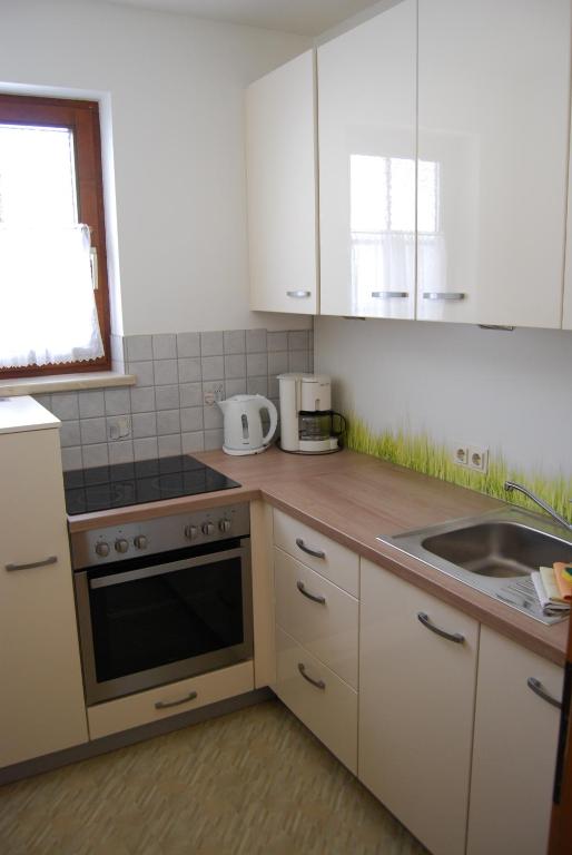 Kuchyň nebo kuchyňský kout v ubytování Appartement Zweikofelblick