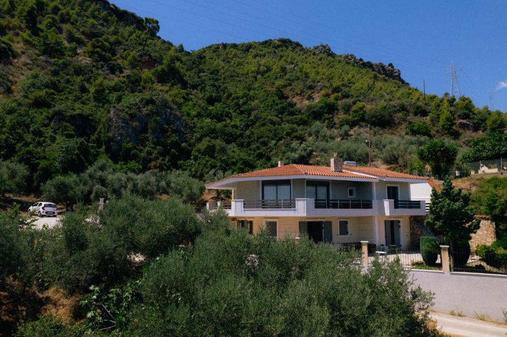 a house on the side of a mountain at Platanos View in Plátanos