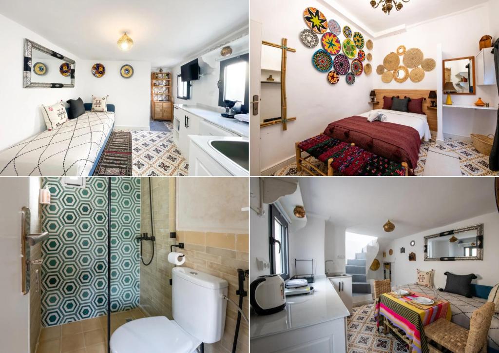 a collage of photos of a hotel room at Dar Hadana - Ancienne Medina Tanger in Tangier