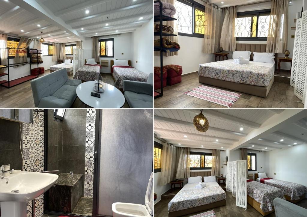 a collage of photos of a hotel room at Studio Rooftop in Tangier