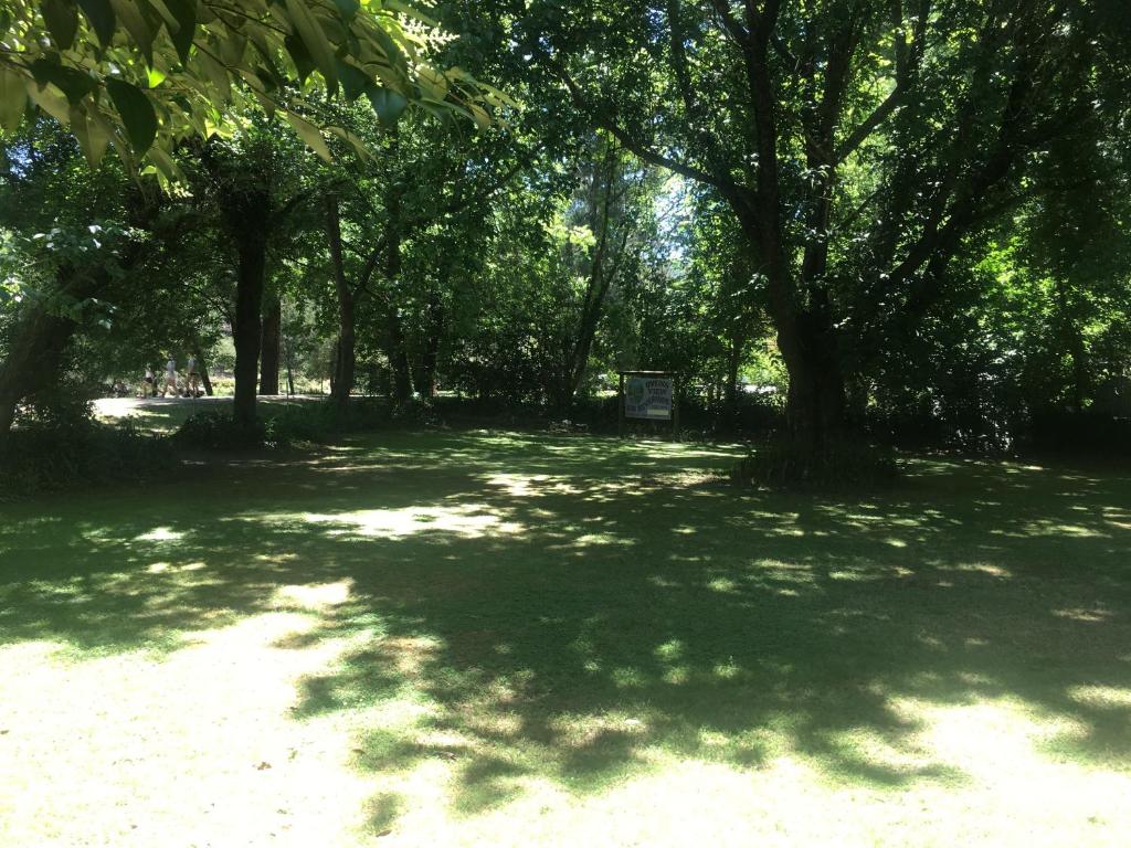 ein Park mit vielen Bäumen im Schatten in der Unterkunft Ovensview On Riverside in Bright