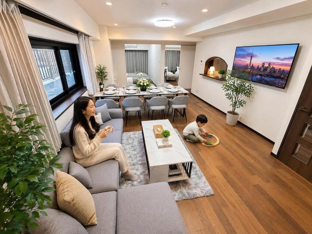 Spacious Family Apartment in Tokyo Up to 12 Guests Elevator