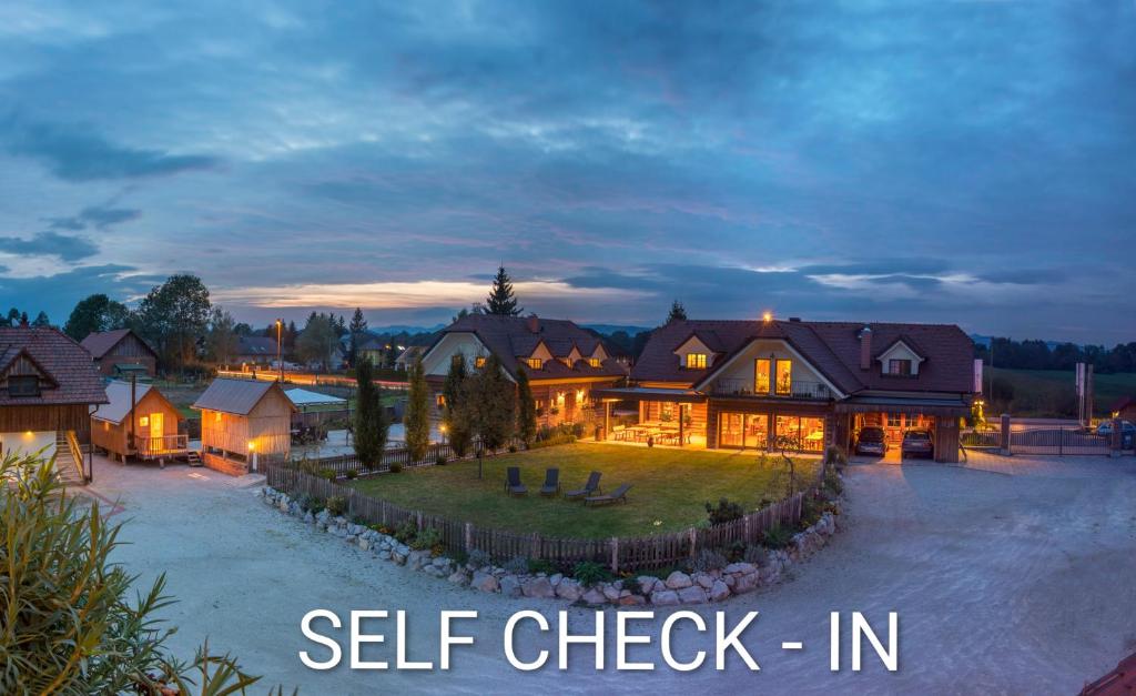 an aerial view of a self check in house at Bio Apartments Trnulja in Ljubljana