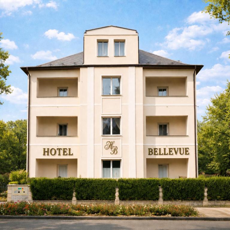 a building with the hotel bellevue at Hotel Bellevue in Doksy