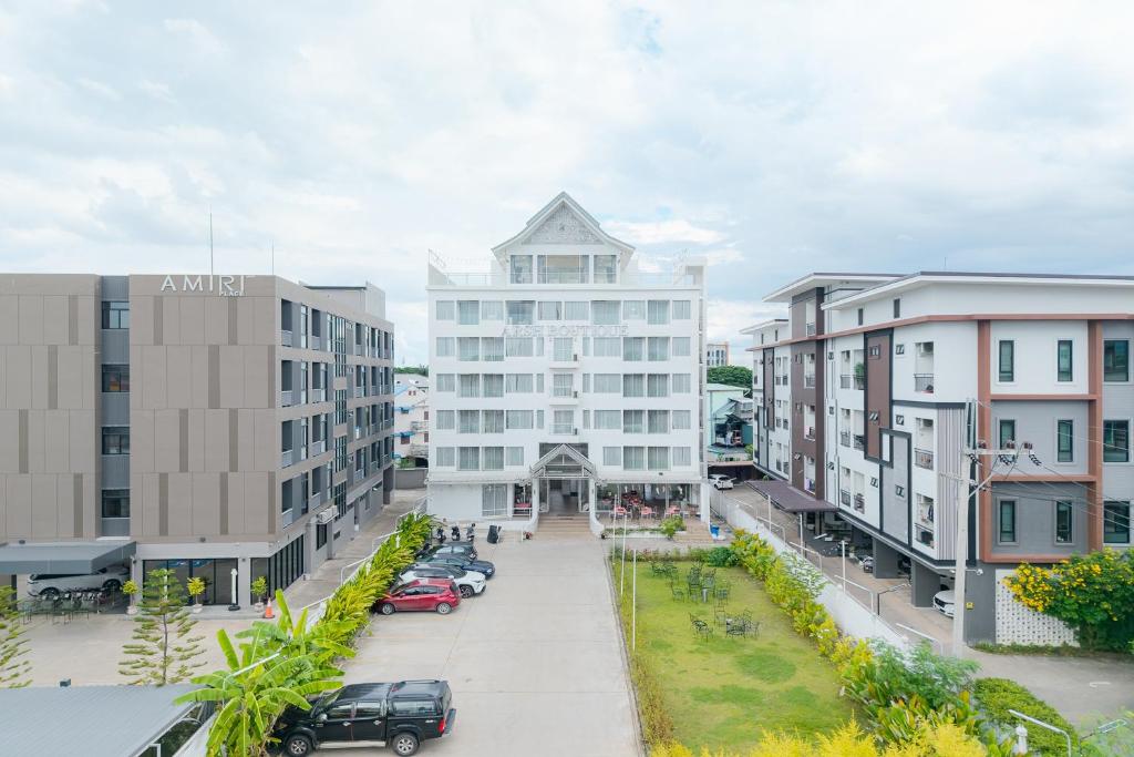 an aerial view of a city street with buildings at Arsh Boutique Hotel in Chiang Mai