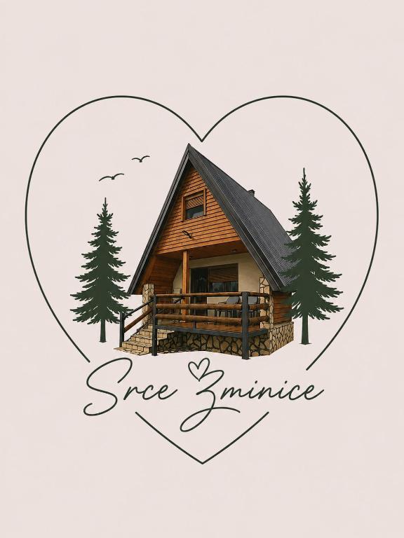 a heart shaped picture of a log cabin at Srce Zminice in Žabljak