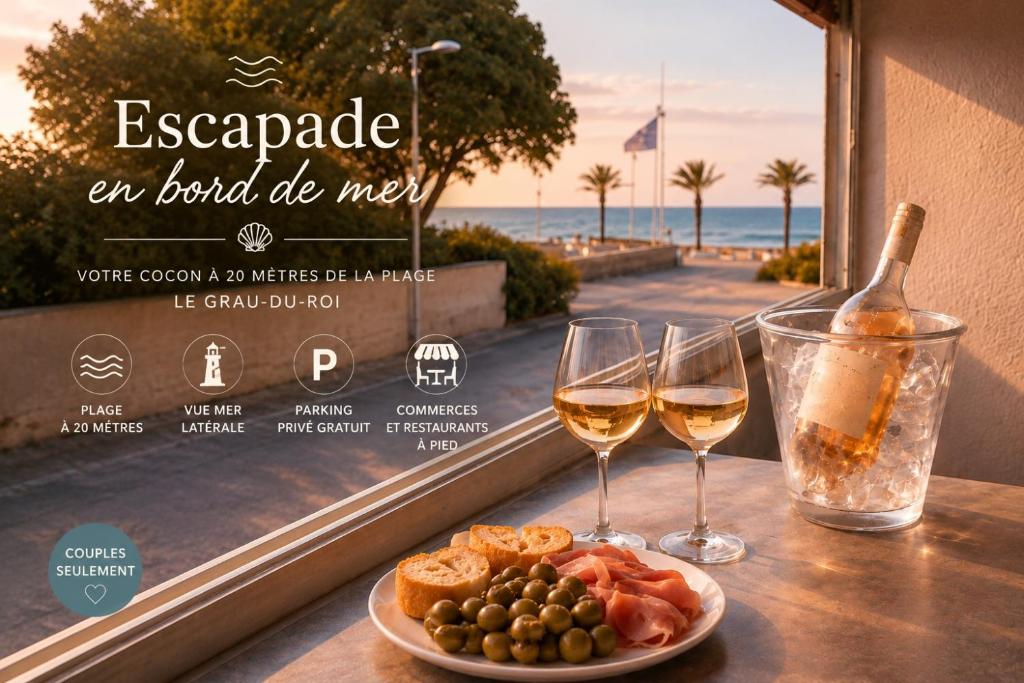 escale en bord de mer - plage à 20 m - parking privé
