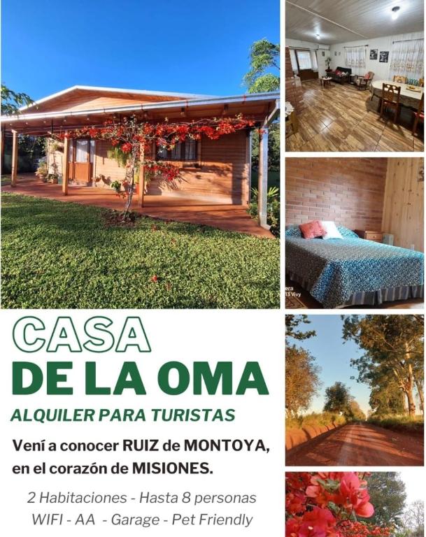 a collage of three pictures of a house at Casa de la Oma in Ruiz de Montoya