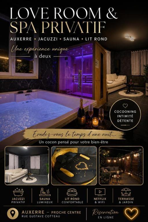 a flyer for a hotel room and spa pavilion at Comme chez soi - Auxerre in Auxerre