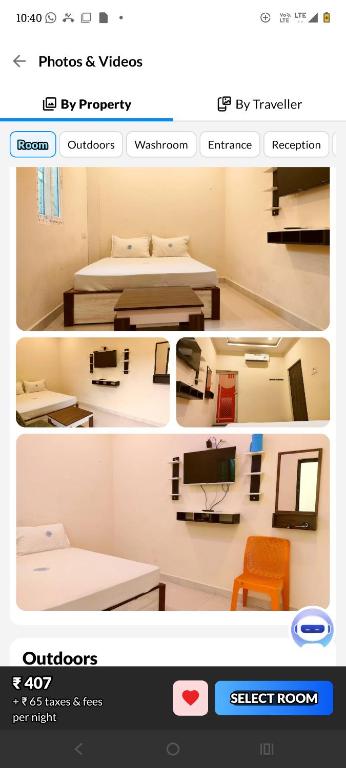 a collage of three pictures of a room at MKR GRANd in Rāmeswaram