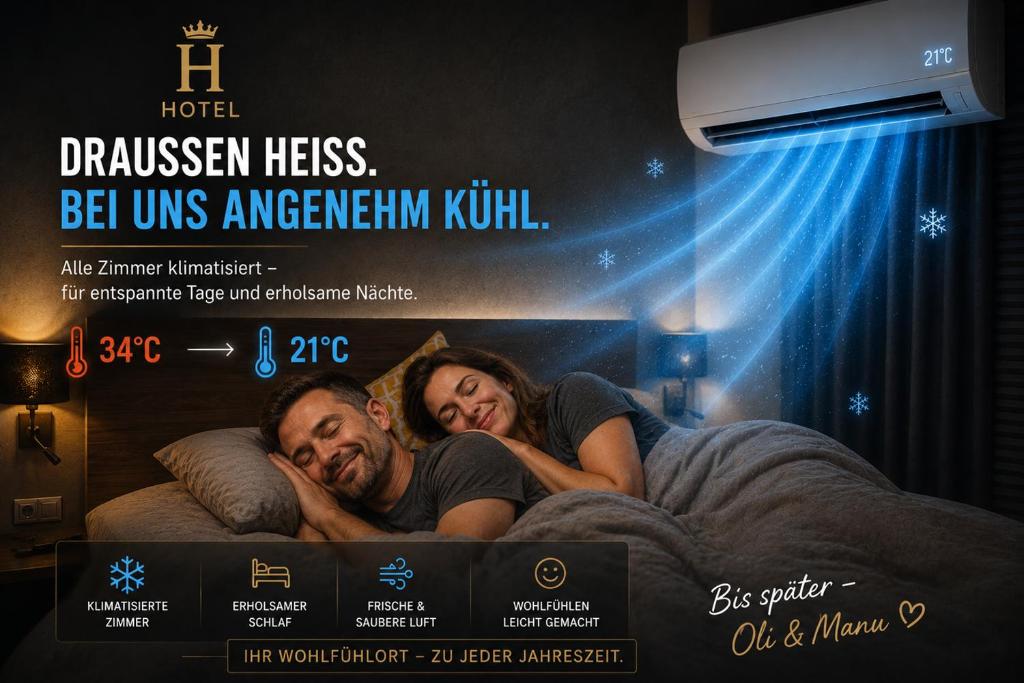 a poster for a movie with a man and woman laying in bed at Lins B&B Hotel Resort in Marktlustenau