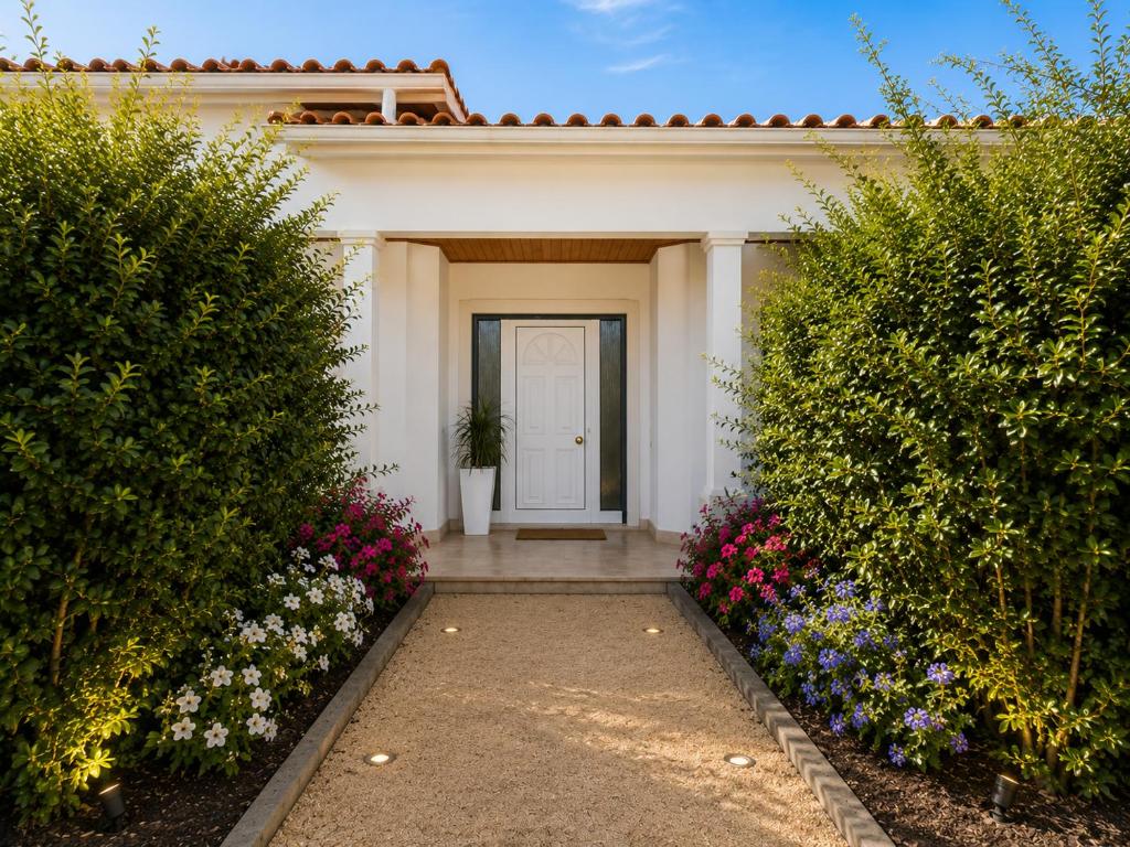 a white house with a white door and some bushes at Casa com Alma by LovelyStay in Fátima