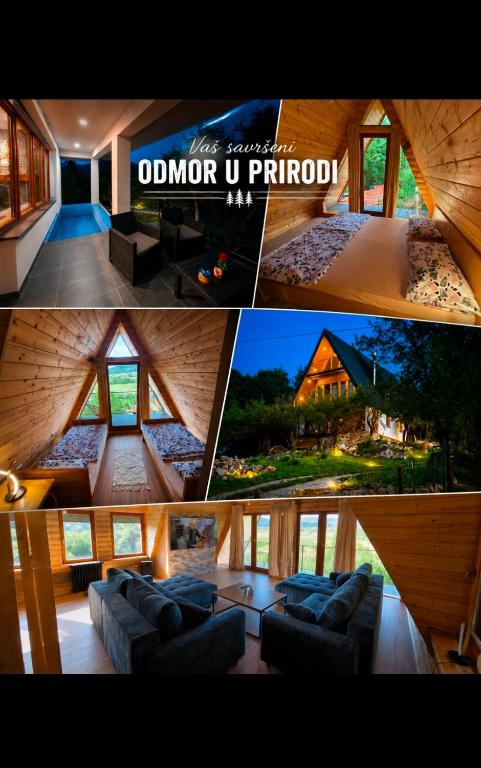 a collage of photos of a living room and a house at Kuća za odmor - Villa Magdalena in Otočac