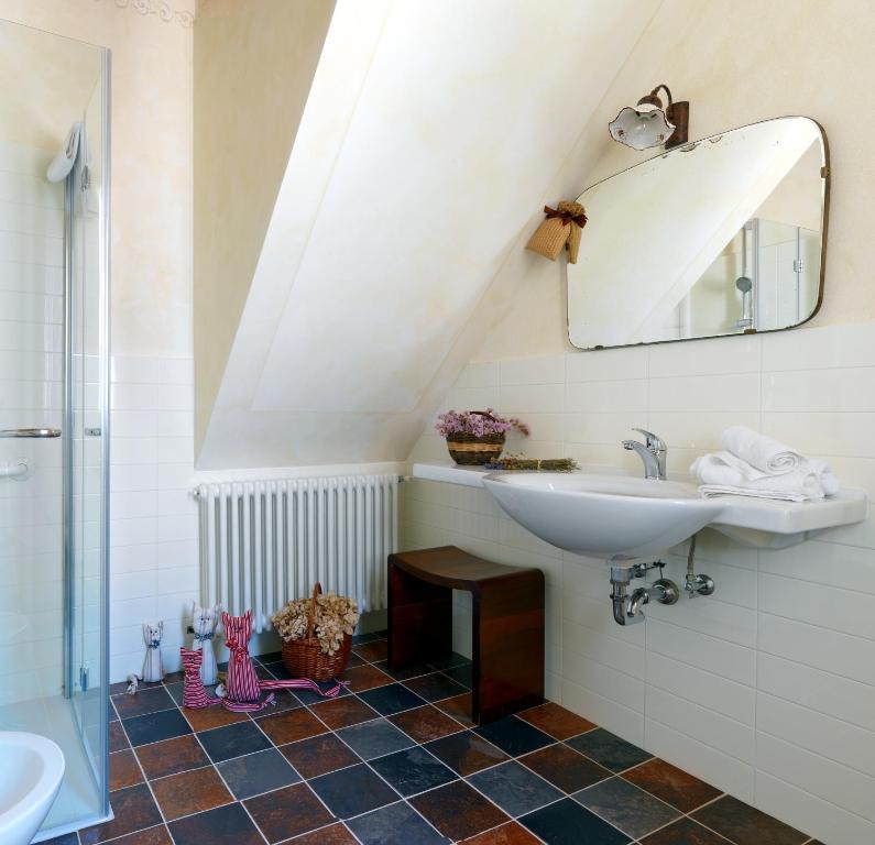a bathroom with a sink and a mirror at Ca' Dei Molini in Gruaro