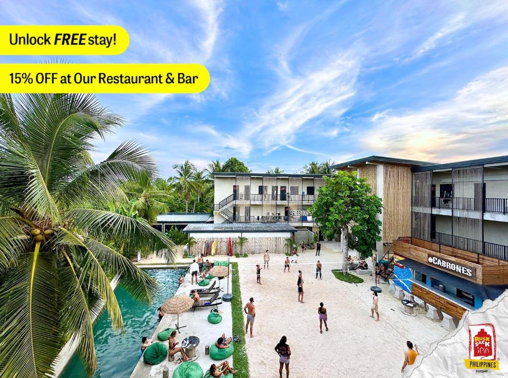 a rendering of a resort with a swimming pool at Rucksack Inn Siargao in General Luna