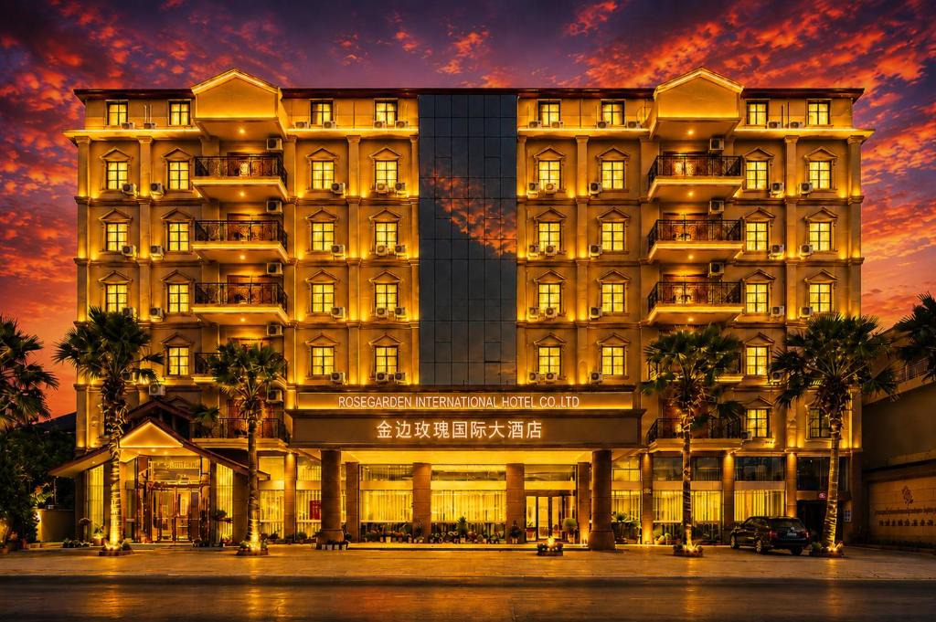 a rendering of the sheraton singapore hotel at night at Rose Garden International Hotel in Phnom Penh